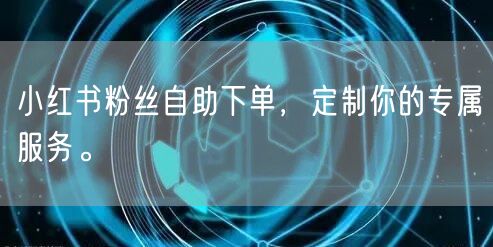 小红书粉丝自助下单，定制你的专属服务。