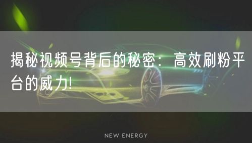 揭秘视频号背后的秘密：高效刷粉平台的威力!