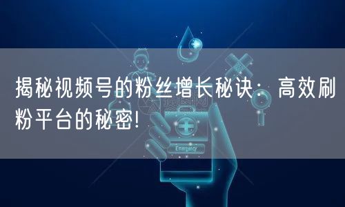 揭秘视频号的粉丝增长秘诀：高效刷粉平台的秘密!