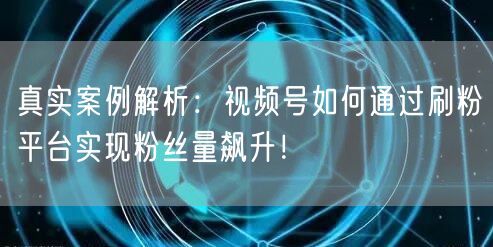 真实案例解析：视频号如何通过刷粉平台实现粉丝量飙升！