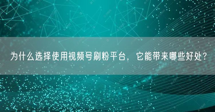 为什么选择使用视频号刷粉平台，它能带来哪些好处？