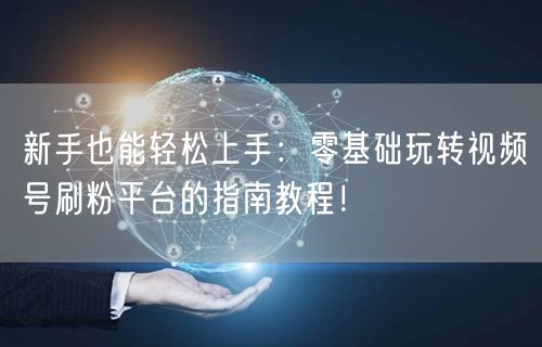 新手也能轻松上手：零基础玩转视频号刷粉平台的指南教程！
