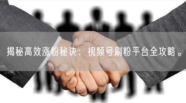 揭秘高效涨粉秘诀：视频号刷粉平台全攻略。