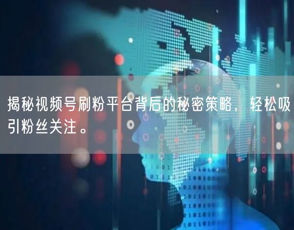 揭秘视频号刷粉平台背后的秘密策略，轻松吸引粉丝关注。
