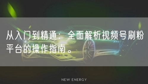 从入门到精通：全面解析视频号刷粉平台的操作指南。