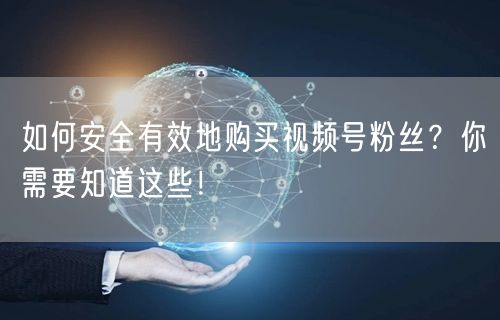 如何安全有效地购买视频号粉丝？你需要知道这些！