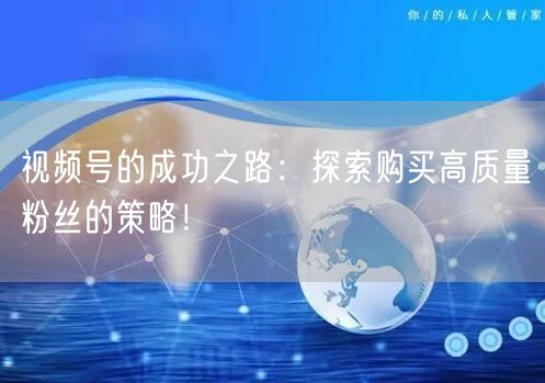视频号的成功之路：探索购买高质量粉丝的策略！
