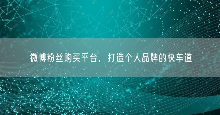 微博粉丝购买平台，打造个人品牌的快车道