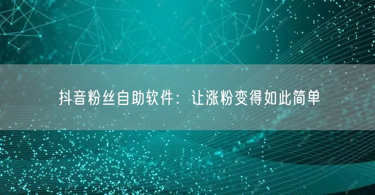 抖音粉丝自助软件：让涨粉变得如此简单