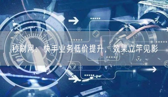 秒刷网：快手业务低价提升，效果立竿见影