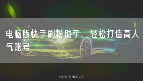 电脑版快手刷粉助手，轻松打造高人气账号