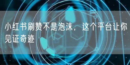 小红书刷赞不是泡沫，这个平台让你见证奇迹