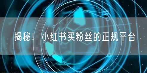 揭秘！小红书买粉丝的正规平台