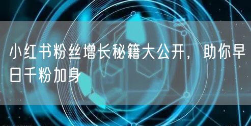 小红书粉丝增长秘籍大公开，助你早日千粉加身