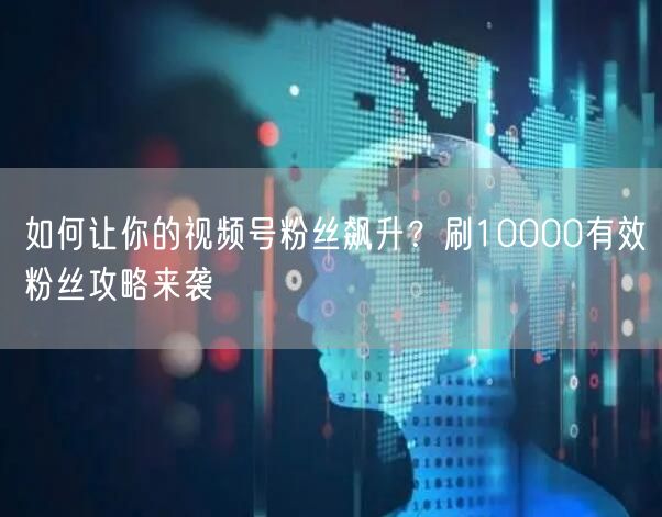 如何让你的视频号粉丝飙升？刷10000有效粉丝攻略来袭