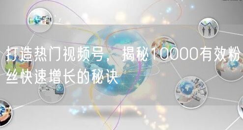 打造热门视频号，揭秘10000有效粉丝快速增长的秘诀