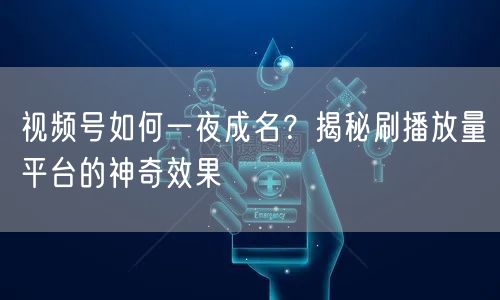 视频号如何一夜成名？揭秘刷播放量平台的神奇效果