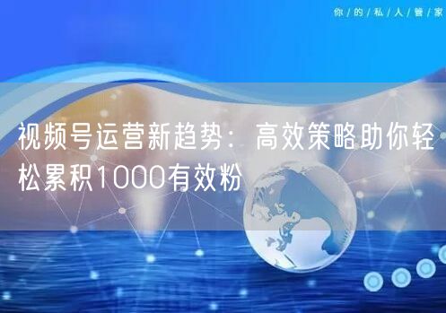 视频号运营新趋势：高效策略助你轻松累积1000有效粉